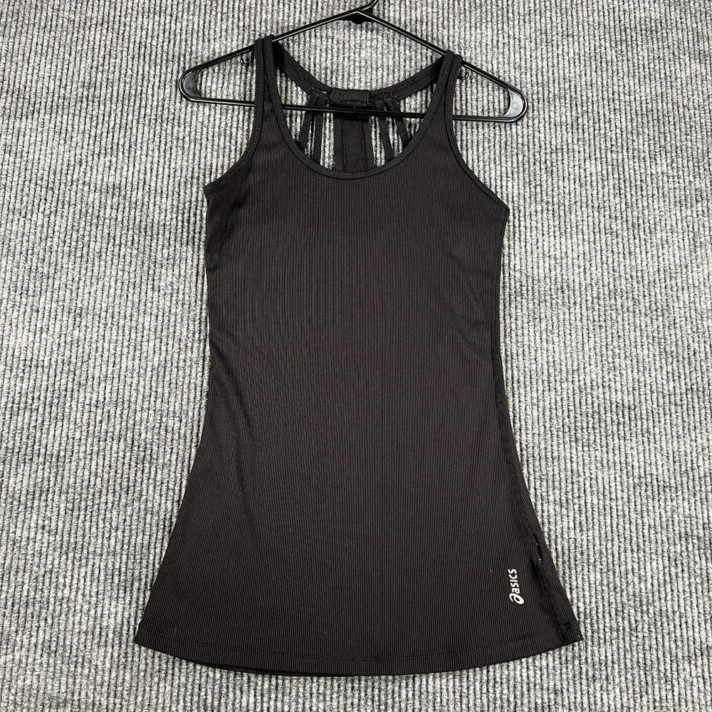 ASICS Tank Top Womens Medium Black Ribbed Sleeveless Active Running Workout - Picture 2 of 9